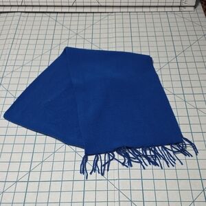 Blue Fleece Scarf with Yarn Fringe, Max Grey, Preloved‎ 54" x 9.5"
